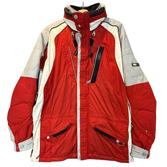 Killy AWT Red Ski Jacket Coat Parka Men's Size 42 Y2K Retro Vintage Leather Trim - Picture 1 of 16